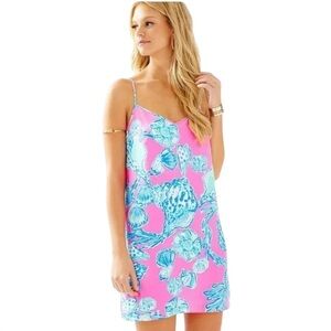 Lilly Pulitzer Dusk Silk Dress Barefoot Princess Print XXS NWOT